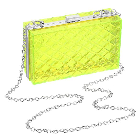 Acrylic Clear Clutch Purses Lattice Evening Handbag Crossbody Bag With :| - Picture 1 of 6